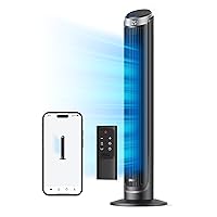 Dreo Smart Tower Fan for Bedroom, 90° Oscillating, Quiet 26ft/s Velocity Floor Fan with Remote, Standing Fans for Indoors, 5 Speeds, 8H Timer, Voice Control Bladeless Room Fan, Compatible with Alexa