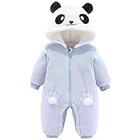 Unisex Baby Romper Outwear Cartoon Panda Hooded Windproof Snowsuit Coat Warm Fleece Clothes Outfit for Baby Boys Girls