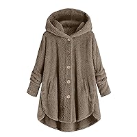 Womens Coats Winter Fashion Plus Size Sharpa Jackets Button Down Fleece Jacket Fuzzy Warm Hoodie Outwear Fall Hoodies