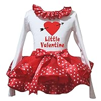 Petitebella Valentine Arrow Heart White L/s Shirt Red Heart Petal Skirt Nb-8y