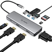 Docking Station, USB C Hub, 9 in 1 Triple Display Docking Station with Collage Display Mode, Dual 4K HDMI, VGA, 100W PD, 3 USB 3.0 and TF/SD Card Reader for MacBook Pro Air and Type-C Laptops
