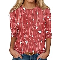 Ladies Tops and Blouses, 3/4 Sleeve Shirts for Women Cute Print Graphic Tees Blouses Casual Plus Size Basic Tops Pullover
