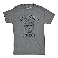 Mens Big Wolf Energy T Shirt Funny Halloween Werewolf Vibes Joke Tee for Guys