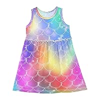 Baby Girls Summer Dress Princess Kawaii Mermaid Kawaii Rainbow Scales Toddler Kids Casual Loose Dressy Dresses Summer