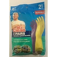 Mr. Clean Mr. Clean Medium Reusable Latex Gloves, 2 Color, 2 Piar, 2 Count