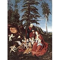 4 Oil Paintings The Rest On The Flight Into Egypt Lucas Cranach the Elder biblical Art Decor on Canvas - Famous Works 01, 50-$2000 Hand Painted by Art Academies' Teachers