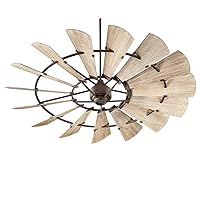 97215-86 Indoor Windmill Ceiling Fan in Oiled Bronze with Weathered Oak Blades
