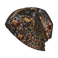 Daily Wear Hunting Deer Bear Deer Print Beanie Hats for Men,Women Winter Soft Cuffed Caps Christmas Party Outfit
