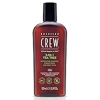 American Crew Shampoo, Conditioner & Body Wash for Men, 3-in-1, Tea Tree Scent, 3.3 Fl Oz