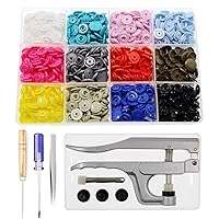 288 Sets KAM Snaps Buttons + Snap Pliers, Size 24 T8 Plastic Snaps Starter Fasteners Kit No-Sew Buttons for Crafts Clothing Diaper Bibs Sewing 12 Colors