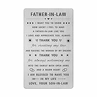 SOUSYOKYO Father in Law Card from Son In Law, Father in Law Wedding Gift from Groom, Unique Thank You Father-in-law Fathers Day Present, Steel Wallet Card for Father-in-Law, Father of The Bride Ideas