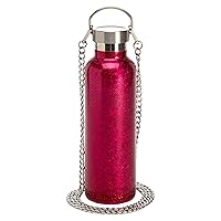 Diamond Bling Water Bottle with Lid and Removable Carrying Strap, Stainless Steel Vacuum Insulated, Crackle Design, 25-Ounce, Pink Crackle