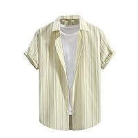 Men's Short Sleeve Shirt Tropical Lapel Collar Button Down Shirts Summer Beach Shirt Quick Dry Teenager Hawaiian Casual Tees