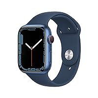 Apple Watch Series 7 (GPS + Cellular, 45MM) - Blue Aluminum Case with Abyss Blue Sport Band (Renewed Premium)