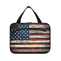 American Flag Toiletry Bag for women men with Compartments and Hook Water-Resistant Cosmetics Makeup Bag Travel Cosmetics Holder and Makeup Organizer