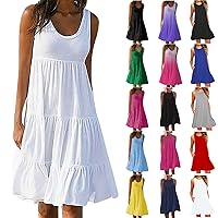 Dresses for Women 2024 Summer Beach Dress Flowy Casual Midi Dresses Sexy Sleeveless Sundresses Ruffle Party Dress