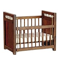 Melody Jane Dollhouse Dark Oak Cot Crib Miniature 1:12 Scale Nursery Baby Furniture