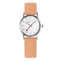 Mondaine - Classic Official Swiss Railways Watch - White/Orange - Made in Switzerland