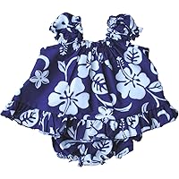 Baby Girl's Hibiscus Pareo Puff Sleeve Hawaiian 2 Piece Dress Set