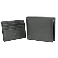 Men's High Leather Bi-Fold Wallets With Mini Credit Card Holder Black