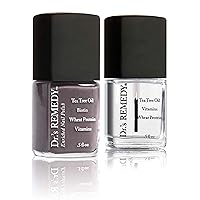 Dr.'s Remedy Enriched Nail Polish, Motivating Mink with TOTAL Two-in-One Top and Base Coat Set 0.5 Fluid Oz Each