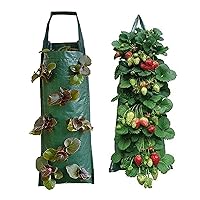 2Pcs Breathable Plant Bags Strawberry Grow Bags with 8 Pockets Vegetable Planting Bag Hanging Plant Bag for Strawberry Vegetables Flowers