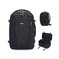 ECOHUB 17'' Travel Backpack, Personal Item Backpack with 13 Pockets, Flight Approved Carry on Backpack with USB Port & Luggage Sleeve, Travel bag for Men & Women, Water Resistant Backpack, Black