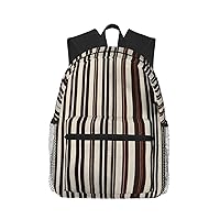 Lightweight Laptop Backpack,Casual Daypack Travel Backpack Bookbag Work Bag for Men and Women-Brown Stripe