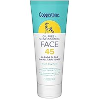 Coppertone Oil Free & Shine Control SPF 45 Face Sunscreen Lotion, Oil Free Face Sunscreen, 2.5 fl. oz.