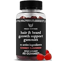 Fresh Heritage Beard Hair Regrowth for Men 60 Gummies - Premium Beard Hair Pills, Hair Vitamins for Men - Beard Hair Growth Vitamins for Men, Helps Stop Hair Loss & Regrow Hair Beard - Cherry Flavor