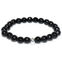 Bracelet - Black Onyx Diamond Cut Natural Crystal Bead Bracelet Size 8MM Natural Chakra Balancing Crystal Healing Stone