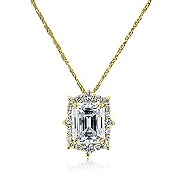 Kobelli Lab Grown Diamond Emerald Cut Moissanite (DEF/VS) Pendant Necklace (22