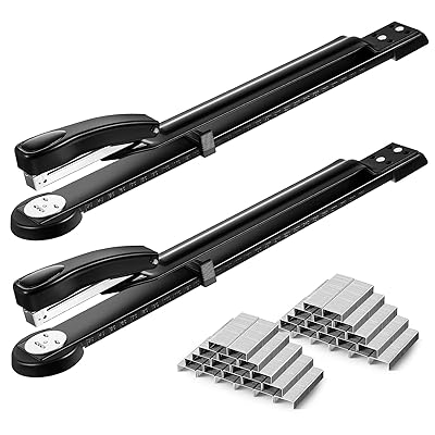 Mua Ctosree 2 Pieces Black Long Arm Reach Staplers, 20 Sheets Capacity with  2000pcs Staple, Metal Office Standard Staplers Booklet Stapler Desk  Staplers for Booklet Book Binding School and Office Supplies trên