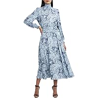 BCBGMAXAZRIA Women's Long Sleeve Maxi Dress with Fitted Waist