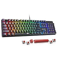 Redragon Mechanical Gaming Keyboard, RGB Backlit Programmable Wired Mechanical Keyboard with Red Switch, Hot-Swappable, Anti-Ghosting, Double-Shot PBT Keycaps, Light Up Keyboard for PC Mac