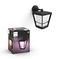 Philips Hue Econic Down Outdoor Smart Wall Light, Black - E26 White and Color Ambiance LED Color-Changing Bulb - 1 Pack - Requires Hue Bridge - Control with Hue App and Voice - Weatherproof