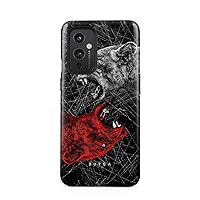 BURGA Phone Case Compatible with OnePlus 9 - Hybrid 2-Layer Hard Shell + Silicone Protective Case -Distinct Traces Savage Wild Lion- Scratch-Resistant Shockproof Cover