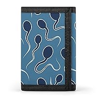 Dark Blue Sperms Mens Trifold Wallet Slim 8 Card Slot Purse with Photo Window & Keychain Coin Clip