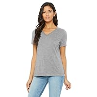 Bella 6405 Ladies Relaxed Jersey Short-Sleeve V-Neck Tee Athletic Heather44 XL
