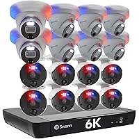 Swann 12MP Security Camera System, 16 Channel NVR with 4TB, 16 IP Cameras Indoor Outdoor Home, 6k Mega HD PoE Wired,Video Analytics, 2-Way Audio, Sirens, Color Night Vision, True Detect, 1690008B8DE