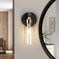 KSANA Wall Sconces, Black and Gold Wall Lights for Bedroom, Modern Glass Bathroom Wall Lamps for Living Room, Hallway