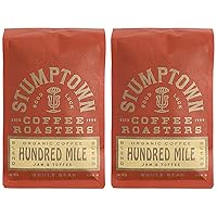 Stumptown Coffee Roasters, Medium Roast Organic Whole Bean Coffee - Hundred Mile 12 Ounce Bag with Flavor Notes of Jam and Toffee (Pack of 2)