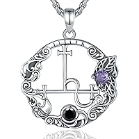 INFUSEU Triple Moon Goddess Necklace 925 Sterling Silver Pendant Pagan Wiccan Magic Goddess Hecate Lilith Amulet Protection Jewellery for Women Men