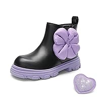 DREAM PAIRS Girls Chelsea Boots Side Zipper Interchangeable Accessories Ankle Booties Toddler/Little Kid/Big Kid