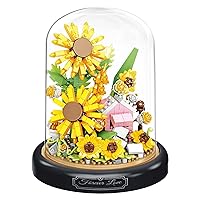 Sunflower Home Bouquets Building Toy with Dust Cover - Creative Housewarming, Ideal Creative Toy Gift for Moms and Women