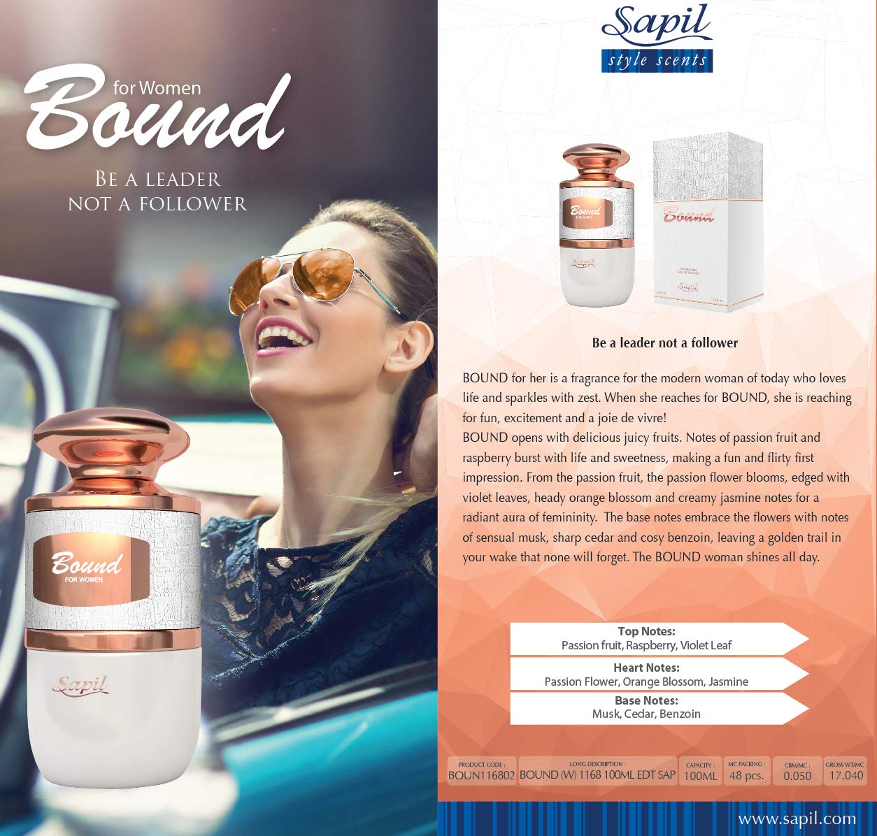 Sapil Bound Women's Fragrance 3.4 Fl oz 100ml