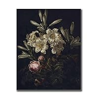 Poster Decorative Canvas Painting Dark Flower Painting Moody Floral Wall Art Dark Academia Print Moody Painting Victorian Vintage Print Kitchen and Dining Room Wall Decoration 8x12inch Without Frame