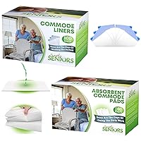 Commode Liners with Absorbent Pads - 100 Liners & 100 Pads for Portable Toilet Bags & Porta Potty - Disposable - No More Days Doing The Dirty Work of The Bedside Commode Chair for Toilet with Arms