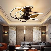 Fanps, Bedroom Fans with Ceiling Lights, Modern with Remote Control Fan Lighting 6 Speed Adjustable Led Dimmable Fanp for Indoor Bedroom Living Room Lounge Dining Room/Brown/50Cm*21.5Cm