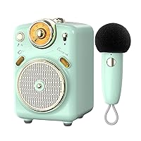 Cute Speaker with Microphone, with 7 Different Sound Modes for Singing or Talking, Karaoke Machine for Girls, Boys, Family Party, Presentation, Training, Outdoor (Green)